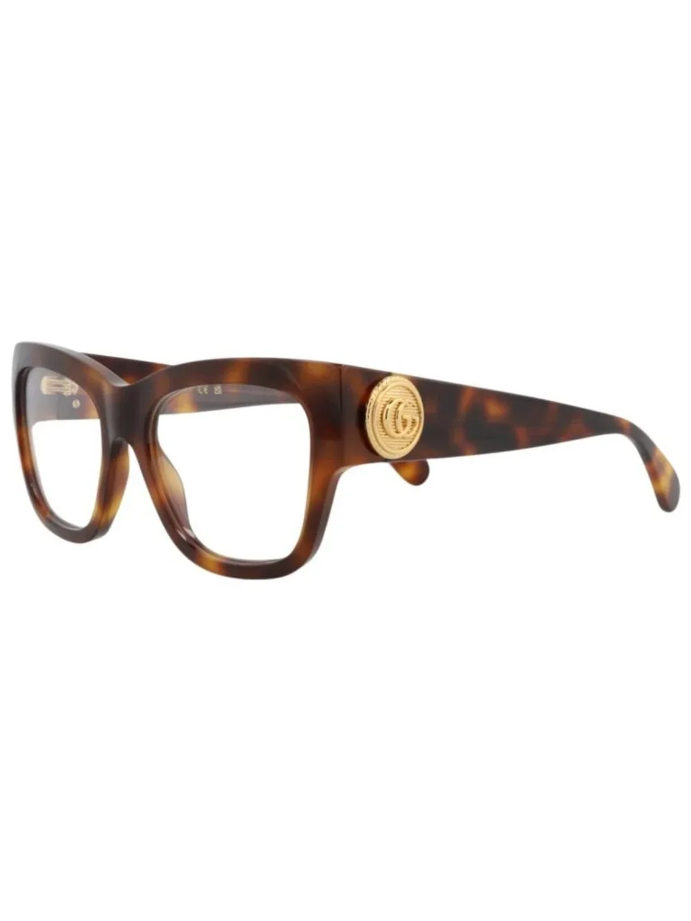 New Gucci Women's Eyeglasses Square Rectangle Recycled Acetate Frame Havana